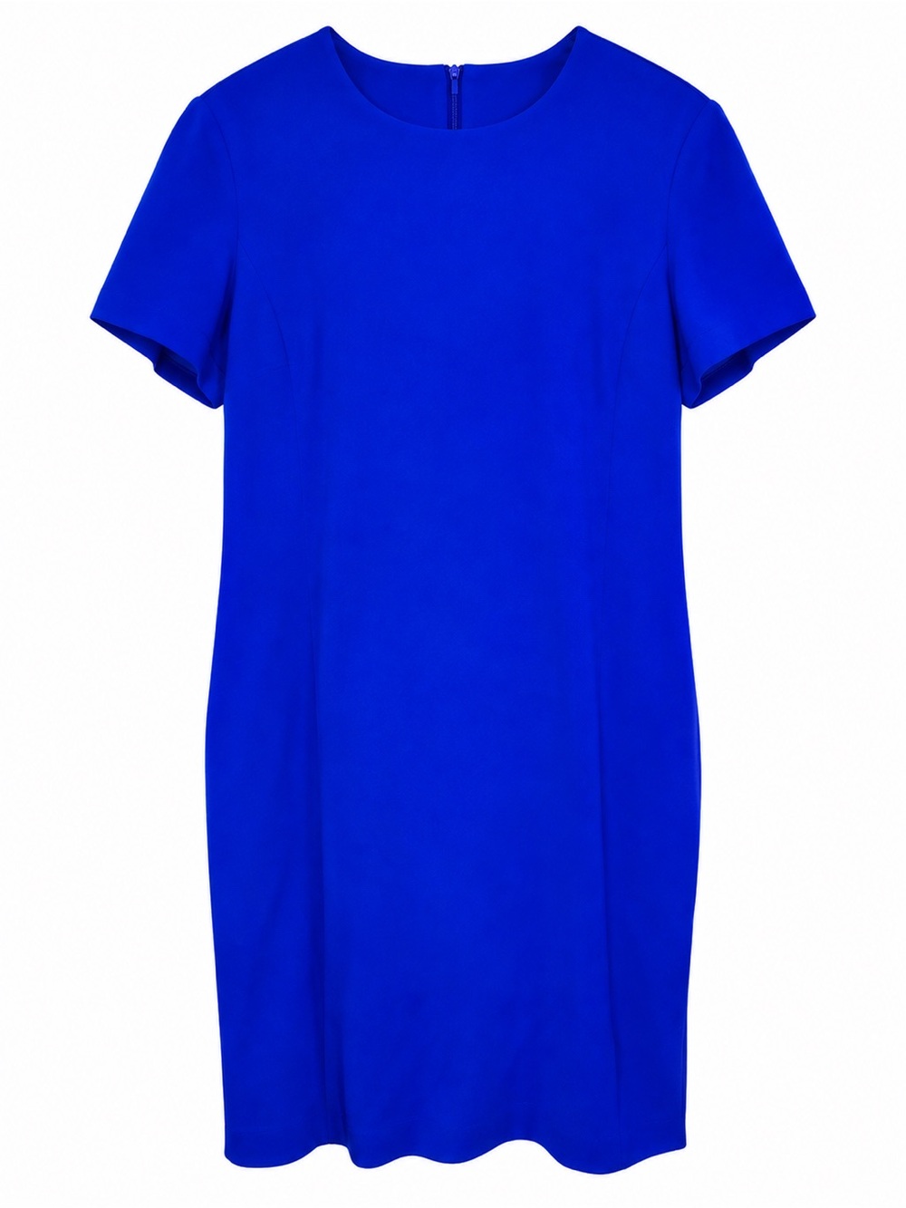 Womens Large Blue Career Dress Short Sleeve Shoulder Pads Lined Back Zip